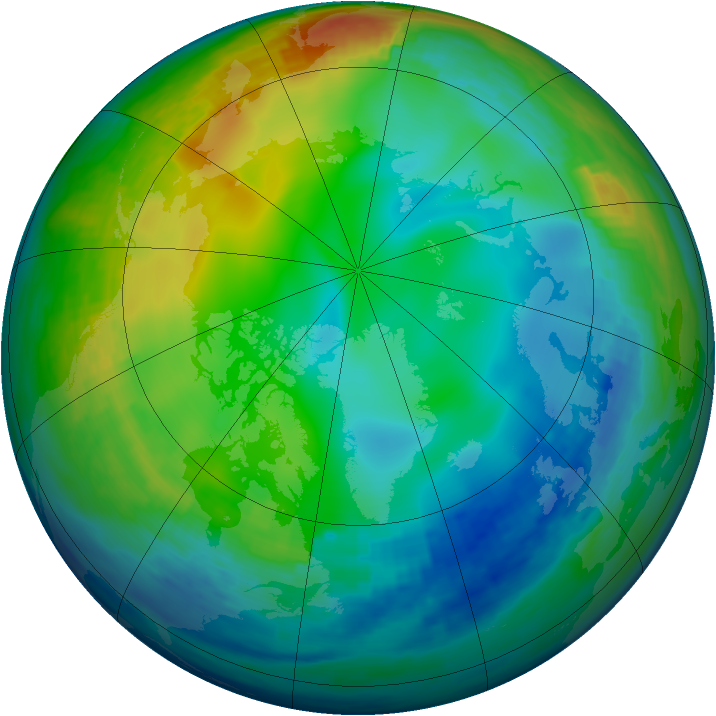 Arctic ozone map for 12 December 1991